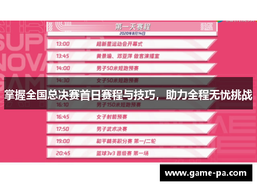 掌握全国总决赛首日赛程与技巧，助力全程无忧挑战